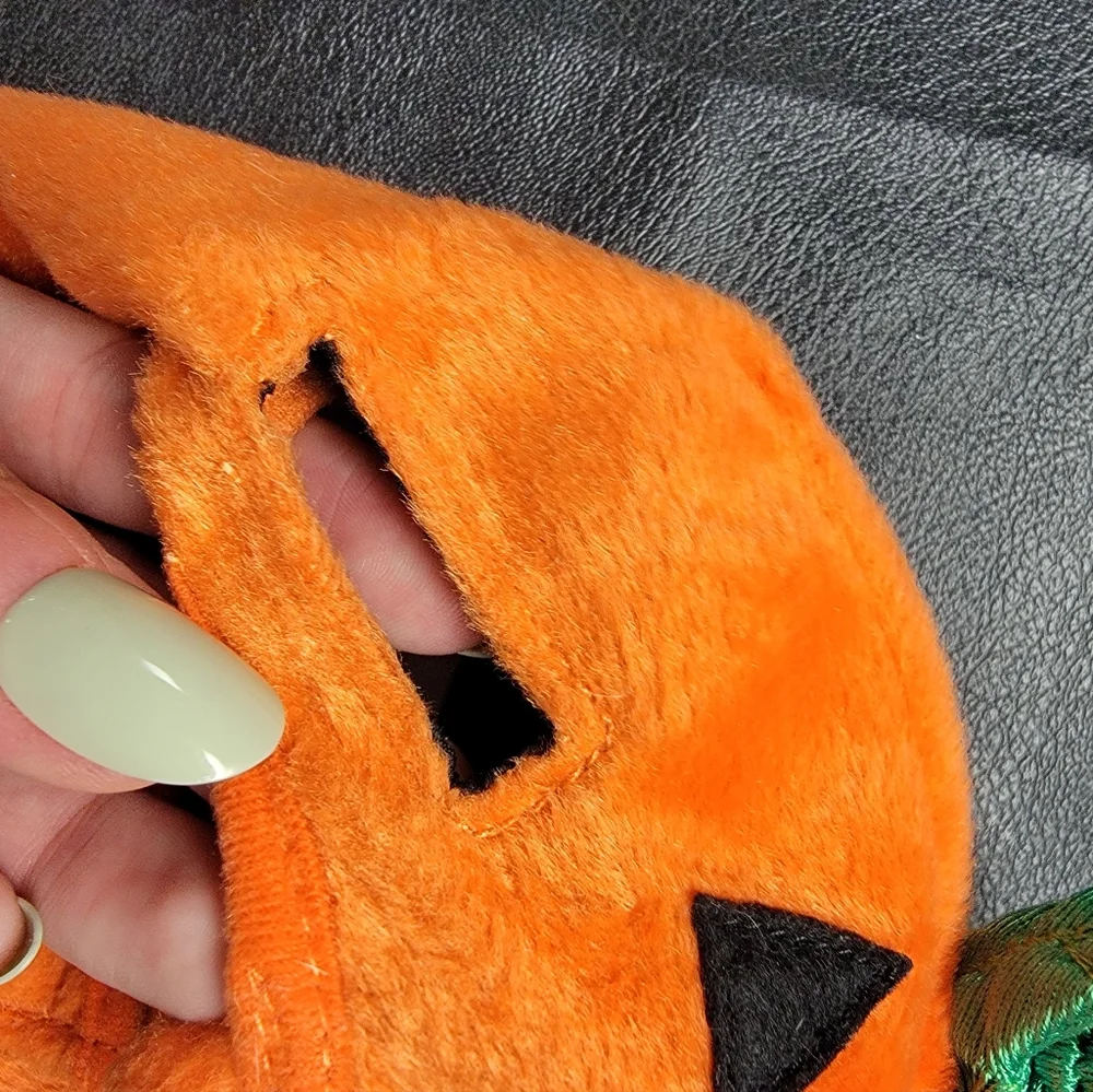 Plush Pumpkin Halloween Dog Pet Costume Hat Collar Set 🎃
